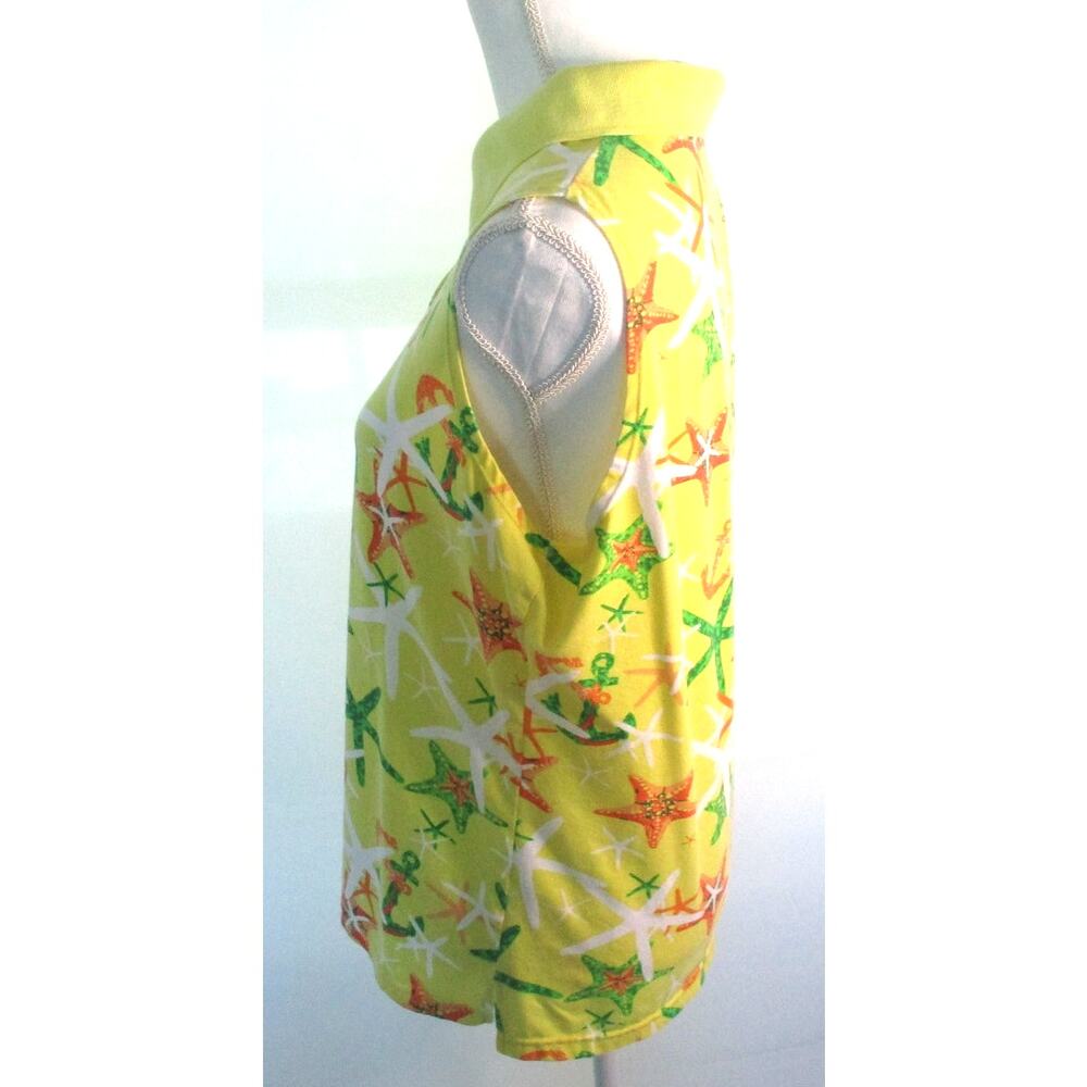 Palm Harbour Women's Sleeveless Yellow Starfish Stretch Polo Shirt Size Large - Picture 4 of 10